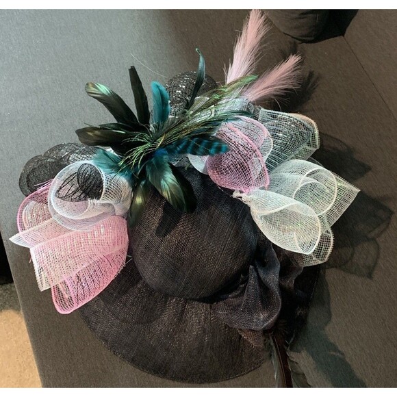 Handmade Handcrafted Crazy Fun Unique Black Derby Hat Large Wide Brim - Picture 11 of 11